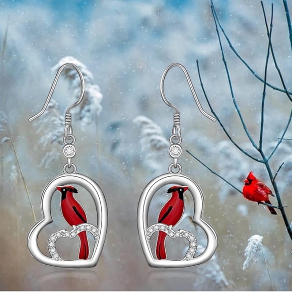 Diamond Cardinal Angel Earrings - Picture 2 of 7